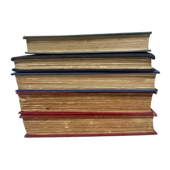 Antique Vintage Books Lot Of 5 Blue Hardcover Prop Decor Staging - Picture 4 of 8